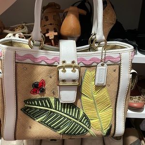 Coach limited edition Hampton Ladybug Burlap and Leather Tote